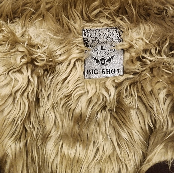 BIG SHOT  Zippered Heavy Jacket Boys Large  Faux Fur Lined Brown Embroidered - Picture 7 of 11